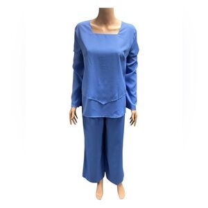 SHEIN - NWT - Women's Two-Piece Tiered Blouse & Pants Set in Blue